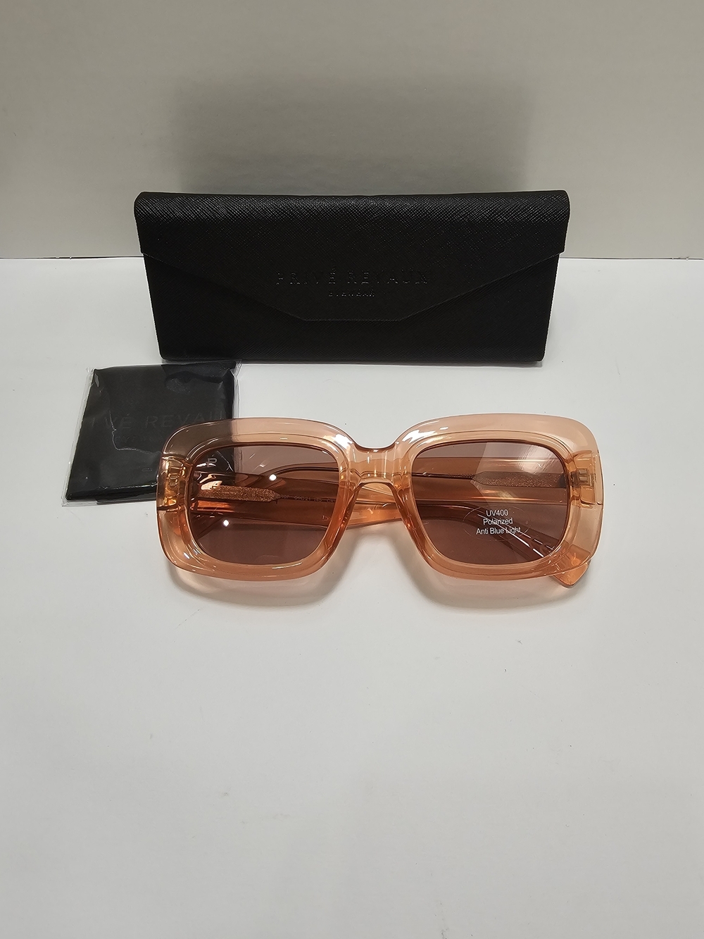 PRIVE REVAUX Port Miami Light Pink Square Sunglasses Polarized UV400 NWT